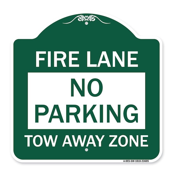 Signmission Designer Series No Parking Tow-Away Zone, Green & White Aluminum Sign, 18" x 18", GW-1818-23605 A-DES-GW-1818-23605 - main
